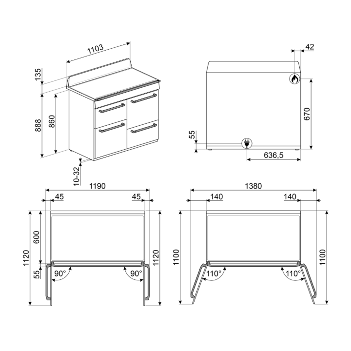 Piano de cuisson SMEG TR4110GR | Ménachoc