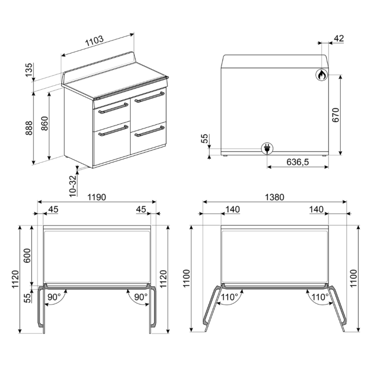 PIANO DE CUISSON SMEG TR4110X-1 | Ménachoc