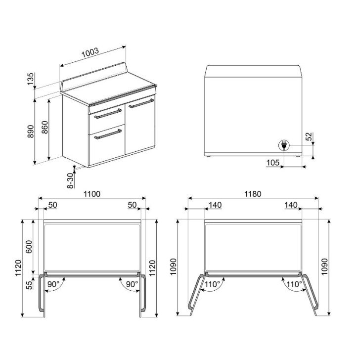 Piano de cuisson SMEG TR103IGR2 | Ménachoc