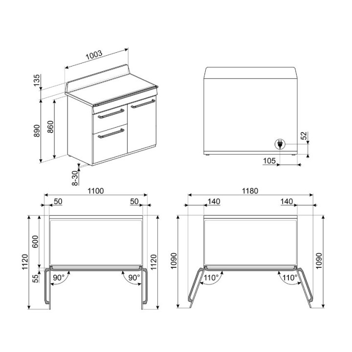 Piano de cuisson SMEG TR103IP2 | Ménachoc