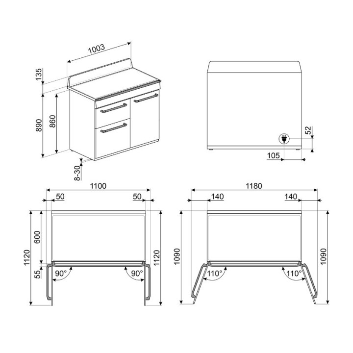 Piano de cuisson SMEG TR103IBL2 | Ménachoc