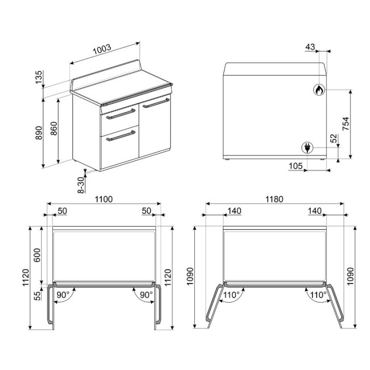 Piano de cuisson SMEG TR103BL | Ménachoc