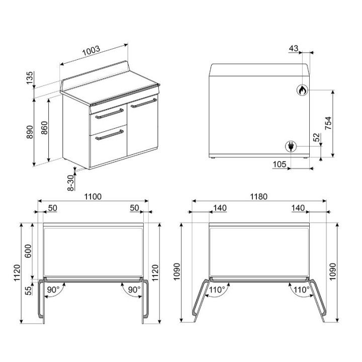 Piano de cuisson SMEG TR103P | Ménachoc