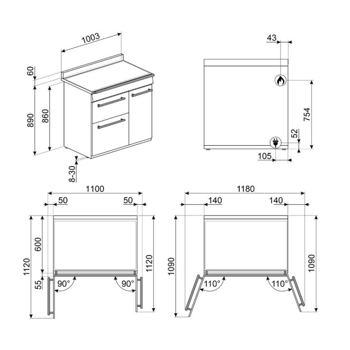Piano de cuisson SMEG SY103 | Ménachoc