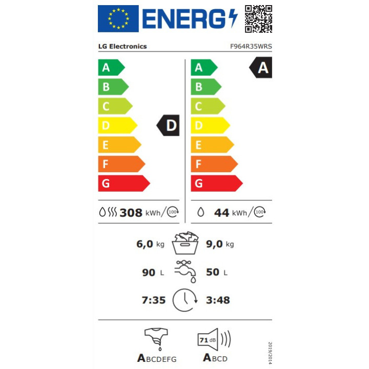 Lave-linge séchant LG F964R35WRS 9/6kg | Ménachoc