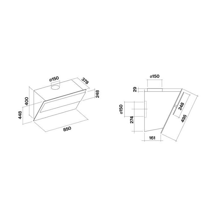 Hotte décorative FALMEC VERSO1440 Grise 85cm MURALE | Ménachoc