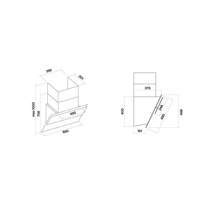 Hotte décorative FALMEC VERSO1410 Silence NRS Blanc 85cm MURALE | Ménachoc