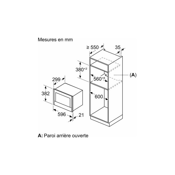 Micro-ondes intégrable Inox NEFF NL4WR21N1 21L | Ménachoc
