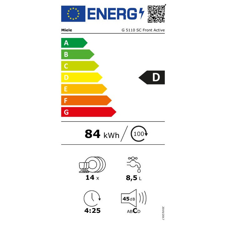 Lave vaisselle G 5110 SC Front Active MIELE Inox antitrace | Ménachoc