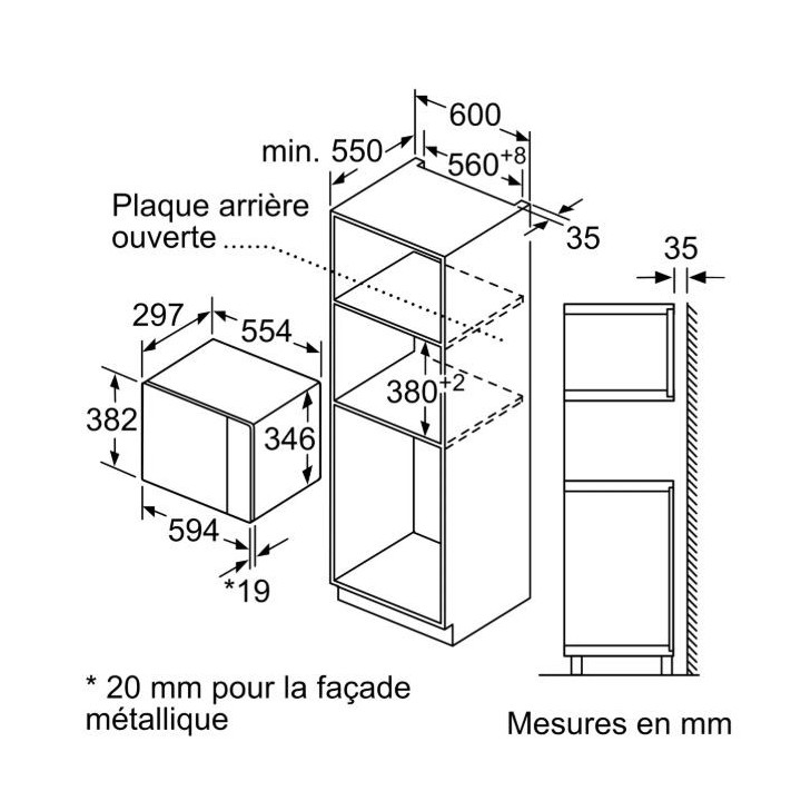 Micro-ondes intégrable BOSCH BFL523MW1F Blanc Série 4  | Ménachoc