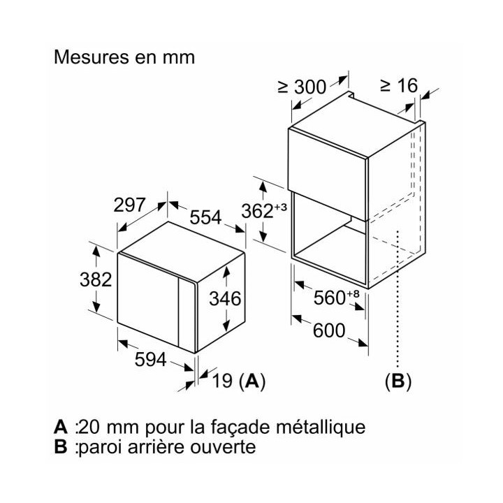 Micro-ondes intégrable BOSCH BFL523MS1F Inox Série 4  | Ménachoc