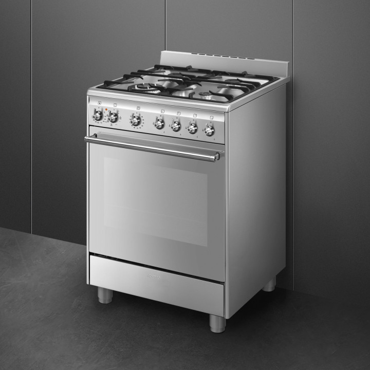 Cuisinière 60 cm GAZ SMEG SX61GM CLASSICA CONCERTO INOX | Ménachoc