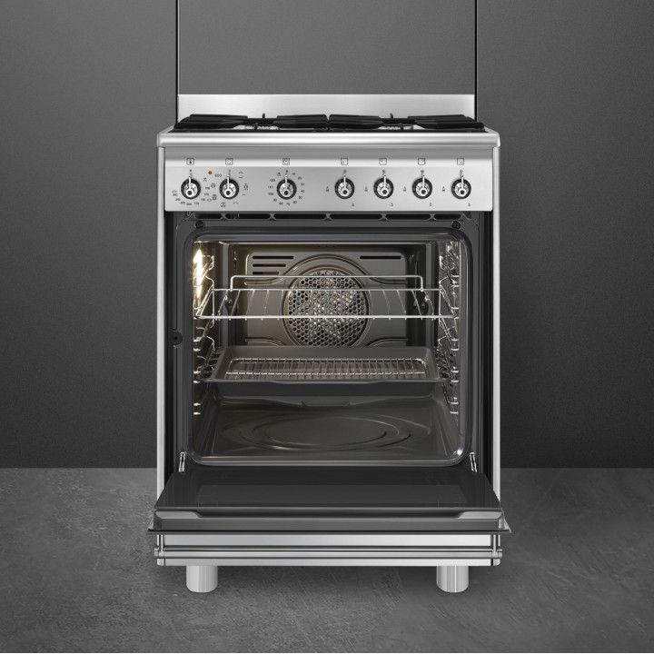 Cuisinière 60 cm GAZ SMEG SX61GM CLASSICA CONCERTO INOX | Ménachoc