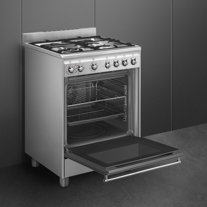 Cuisinière 60 cm GAZ SMEG SX61GM CLASSICA CONCERTO INOX | Ménachoc