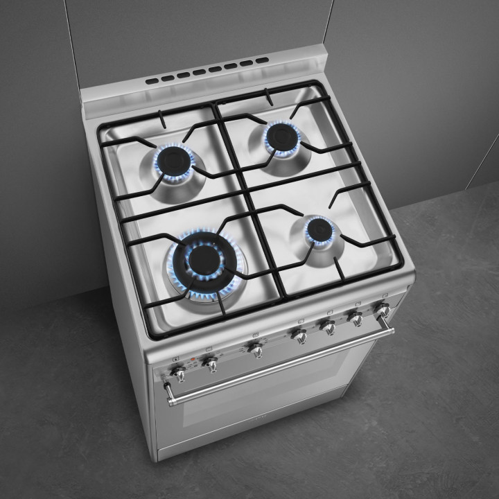 Cuisinière 60 cm GAZ SMEG SX61GM CLASSICA CONCERTO INOX | Ménachoc