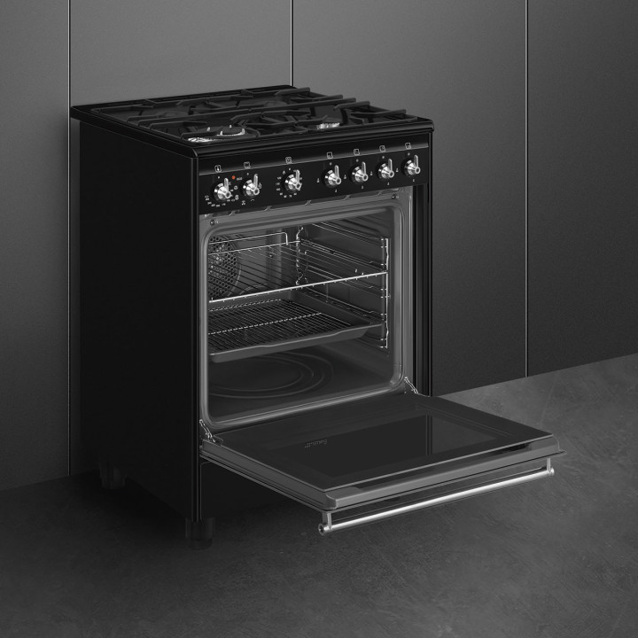Cuisinière 60 cm GAZ SMEG CX61GMBL CLASSICA CONCERTO NOIR MENACHOC