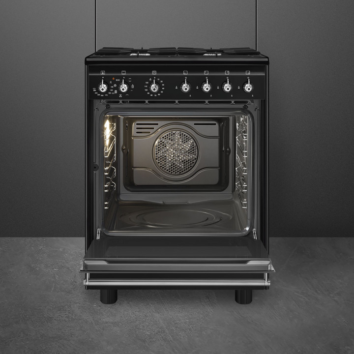 Cuisinière 60 cm GAZ SMEG CX61GMBL CLASSICA CONCERTO NOIR MENACHOC