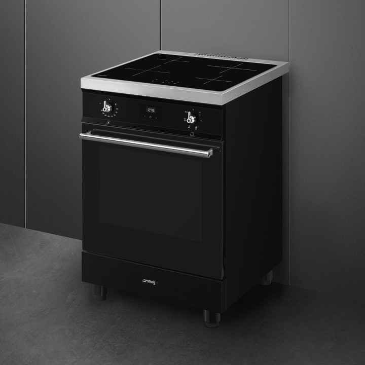Cuisinière 60 cm INDUCTION SMEG C6IMBLT2 CLASSICA CONCERTO NOIR MENACHOC