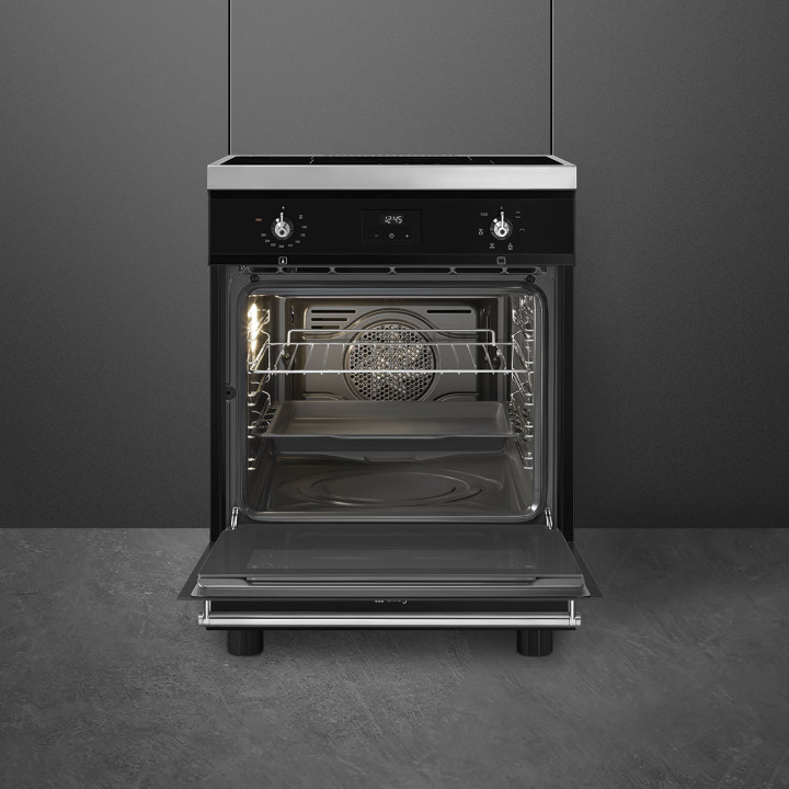 Cuisinière 60 cm INDUCTION SMEG C6IMBLT2 CLASSICA CONCERTO NOIR MENACHOC