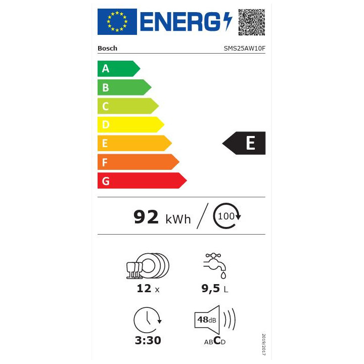 Lave-vaisselle SMS25AW10F pose-libre BOSCH 60 cm Blanc Série 2 | Ménachoc