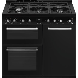 Piano de cuisson GAZ SMEG  CX103GMBL Esthétique Classica Concerto Noir 100 cm | Ménachoc