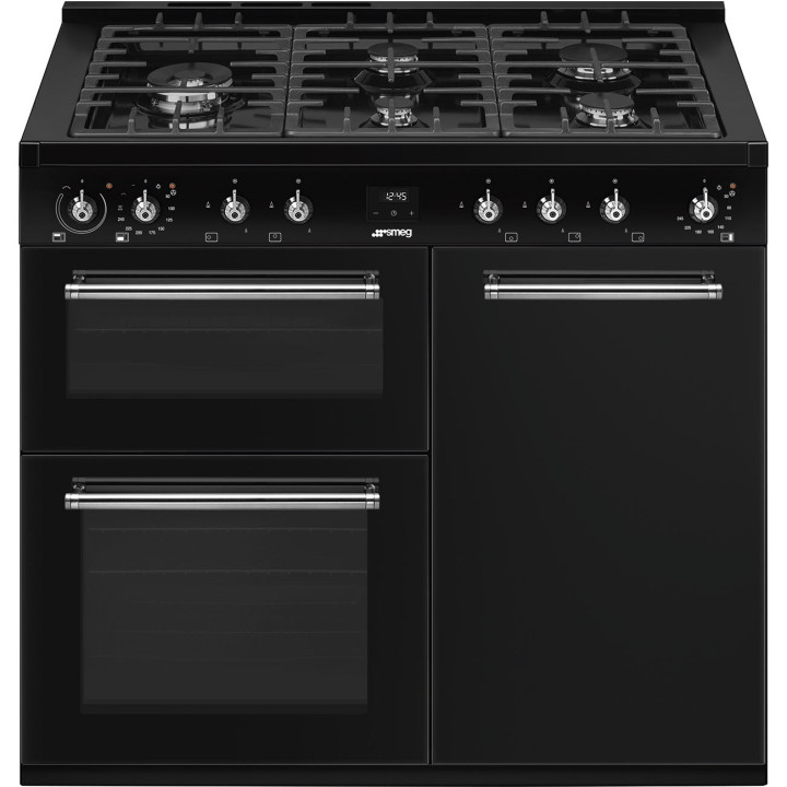 Piano de cuisson GAZ SMEG  CX103GMBL Esthétique Classica Concerto Noir 100 cm | Ménachoc