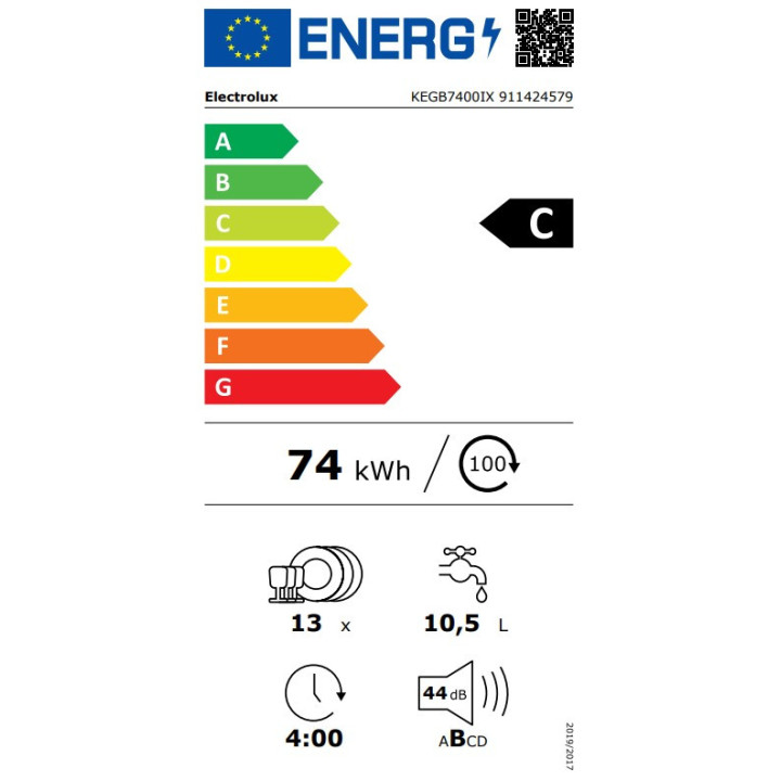 Lave vaisselle intégrable bandeau inox KEGB7400IX ELECTROLUX Série 700 - 13 couverts | Ménachoc