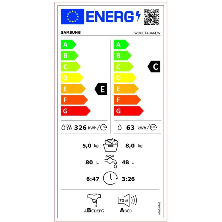 Lave-linge séchant ECOBUBBLE™ SAMSUNG WD80T4046EW 8-5kg | Ménachoc