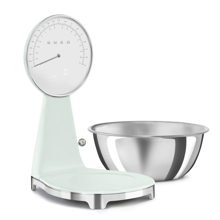 Balance de cuisine SMEG Vert d'eau Brillant Esthétique Années 50 KSF01PGWW  | Ménachoc