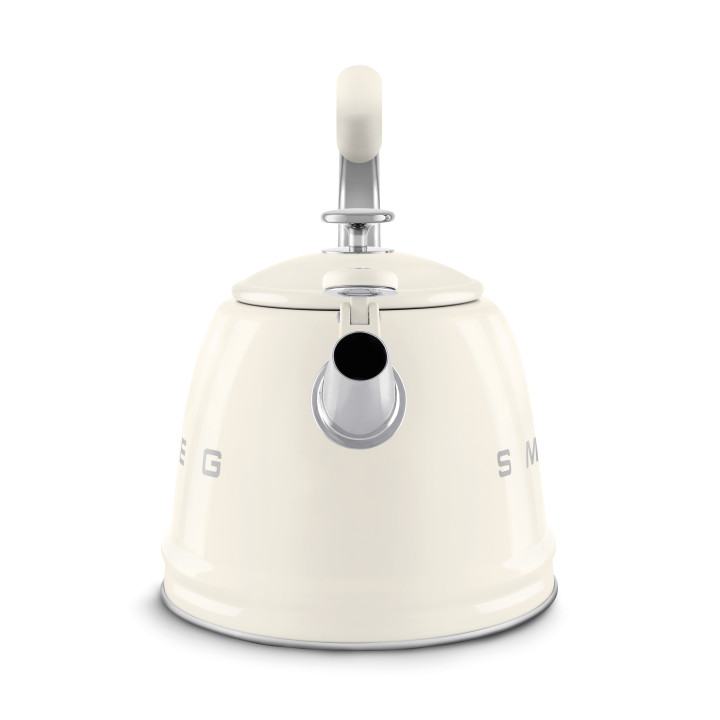 Bouilloire sifflante SMEG Crème WKF01CR - bec verseur et couvercle en acier inoxydable