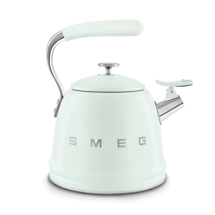 Bouilloire sifflante SMEG Vert d'eau WKF01PG - Vue latérale