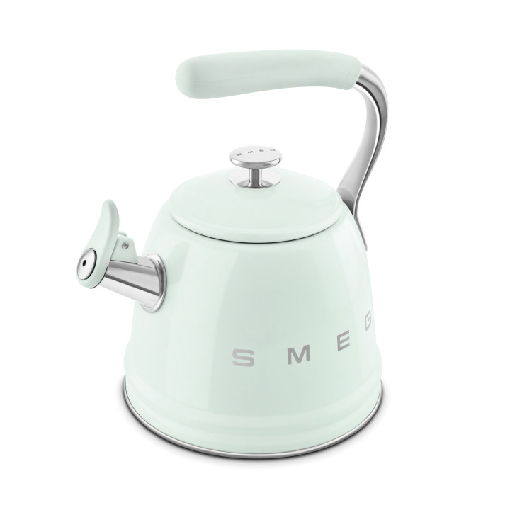 Bouilloire sifflante SMEG Vert d'eau WKF01PG - Vue plongée bec verseur fermé