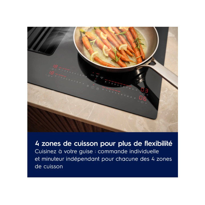 Plaque induction aspirante SaphirMatt Anti-rayures ELECTROLUX KCC83443CZ - 80 cm | Ménachoc