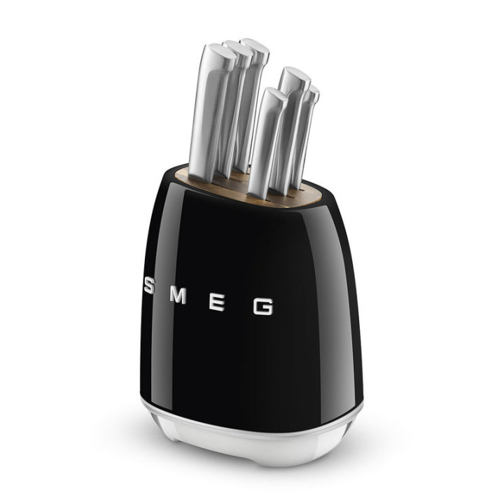Bloc de Couteaux SMEG KBSF02BL Noir – Design Années 50 – Ménachoc