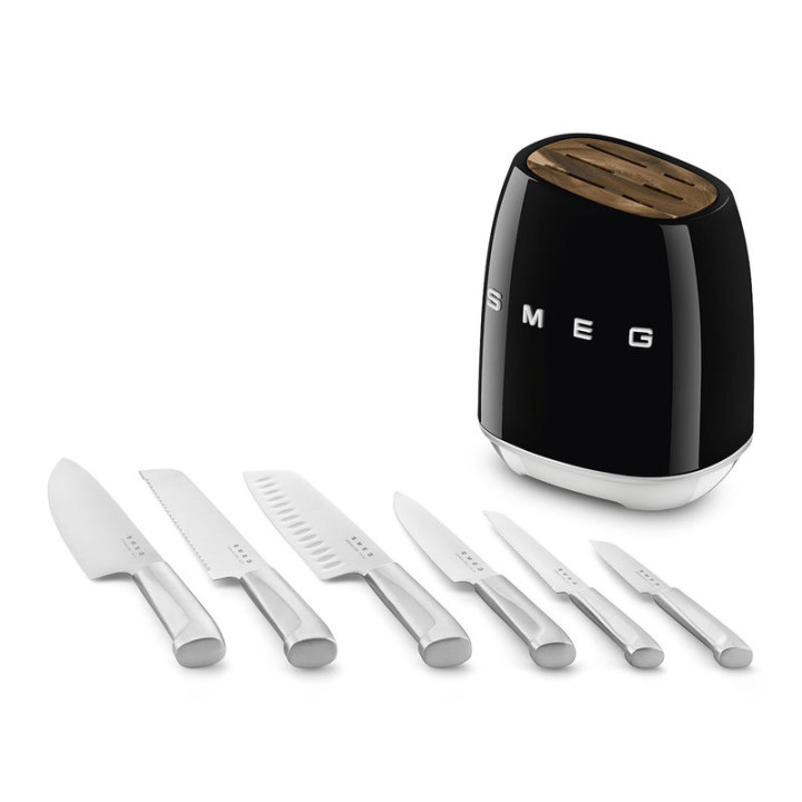 Bloc de Couteaux SMEG KBSF02BL Noir – Design Années 50 – Ménachoc