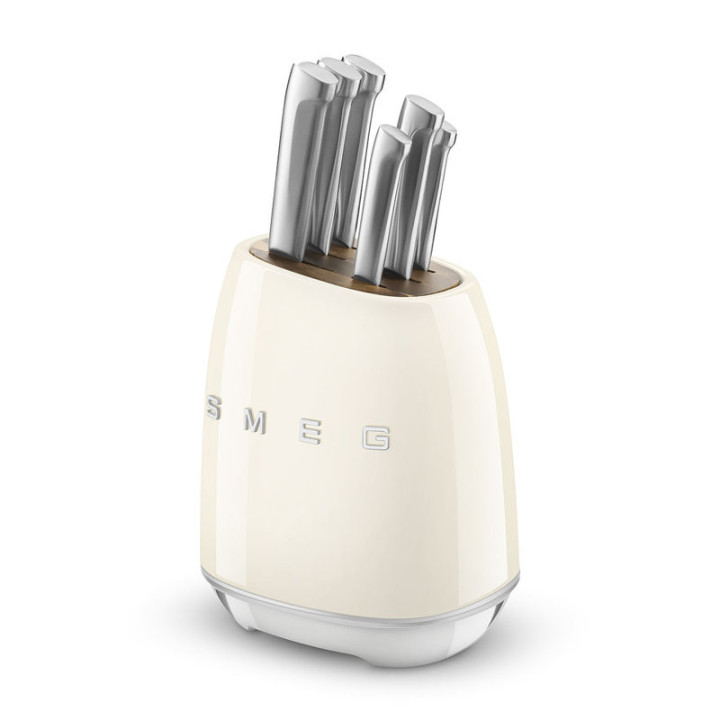 Bloc de Couteaux SMEG KBSF02CR Crème – Design Vintage – Ménachoc