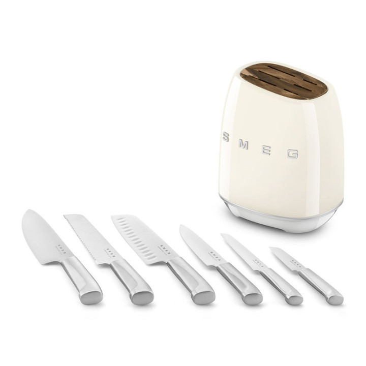 Bloc de Couteaux SMEG KBSF02CR Crème – Design Vintage – Ménachoc