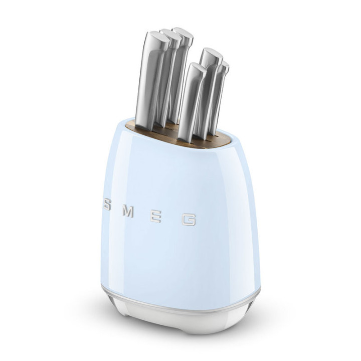 Bloc de Couteaux SMEG KBSF02PB Bleu Pastel – Style Années 50 – Ménachoc