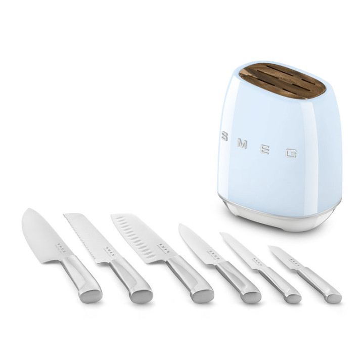 Bloc de Couteaux SMEG KBSF02PB Bleu Pastel – Style Années 50 – Ménachoc