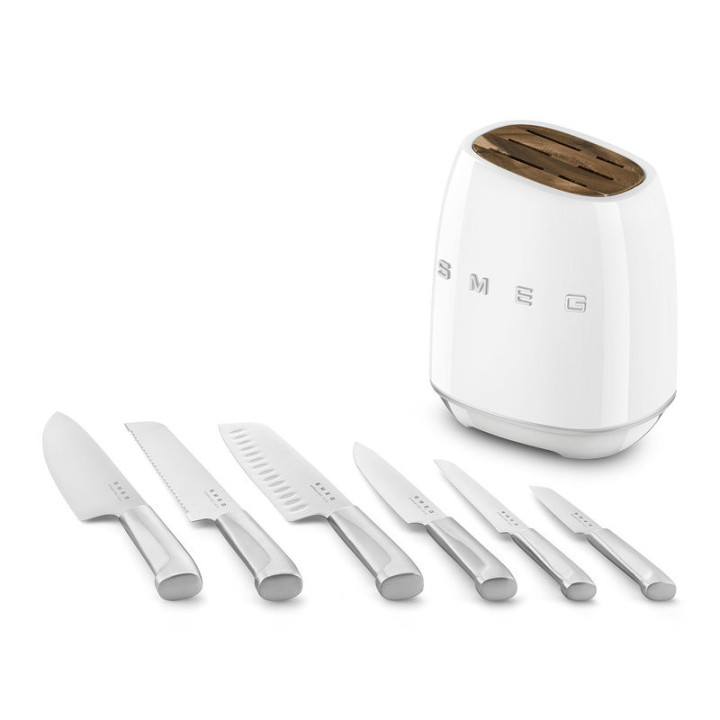 Bloc de Couteaux SMEG KBSF02WH Blanc – Design Années 50 – Ménachoc