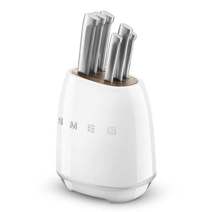 Bloc de Couteaux SMEG KBSF02WH Blanc – Design Années 50 – Ménachoc