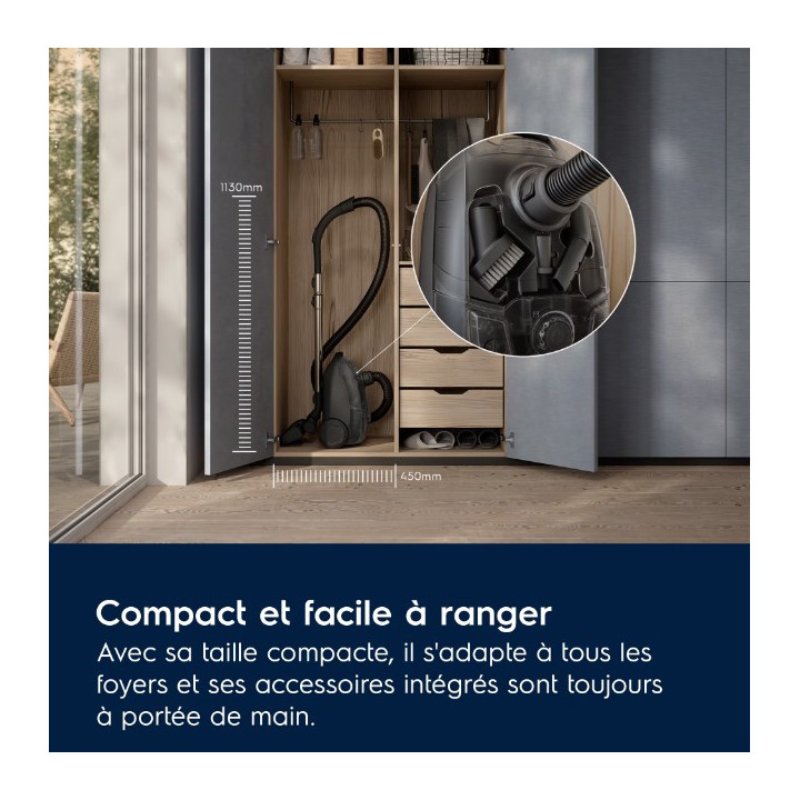 Aspirateur traîneau avec sac Electrolux 500 EB51C2DB - Bleu Denim | Ménachoc