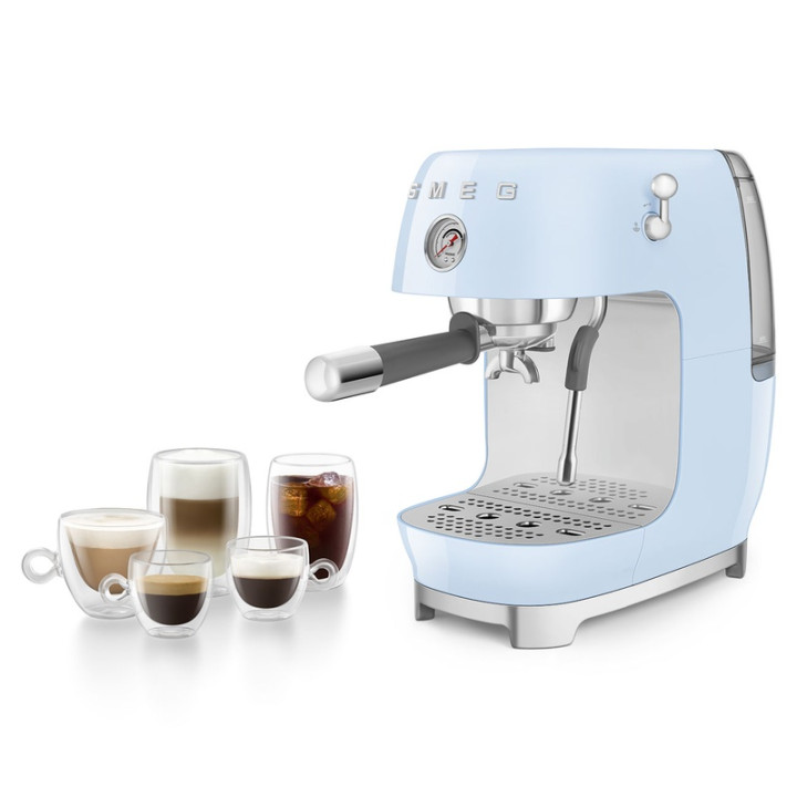 Machine à café Expresso et Cold Brew SMEG ECF03PBEU Années 50 Bleu Azur