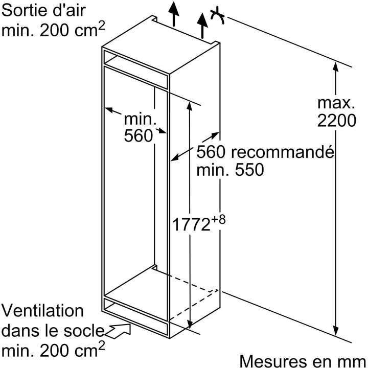 Réfrigérateur combiné intégrable BOSCH Série 2 KIV87NSE0 | Ménachoc