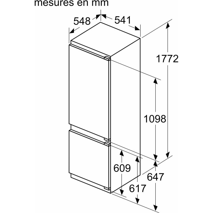 Réfrigérateur combiné intégrable BOSCH Série 2 KIV87NSE0 | Ménachoc
