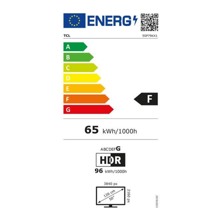 TV 4K QLED Google TV TCL 50P79K 50" 126 cm Étiquette Énergétique