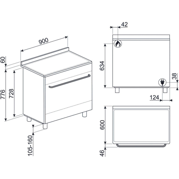 Piano de cuisson GAZ SMEG CG90N2 - 90cm