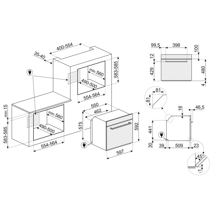 Four encastrable pyrolyse SMEG inox SFP6401TVX1 - 70L | Ménachoc