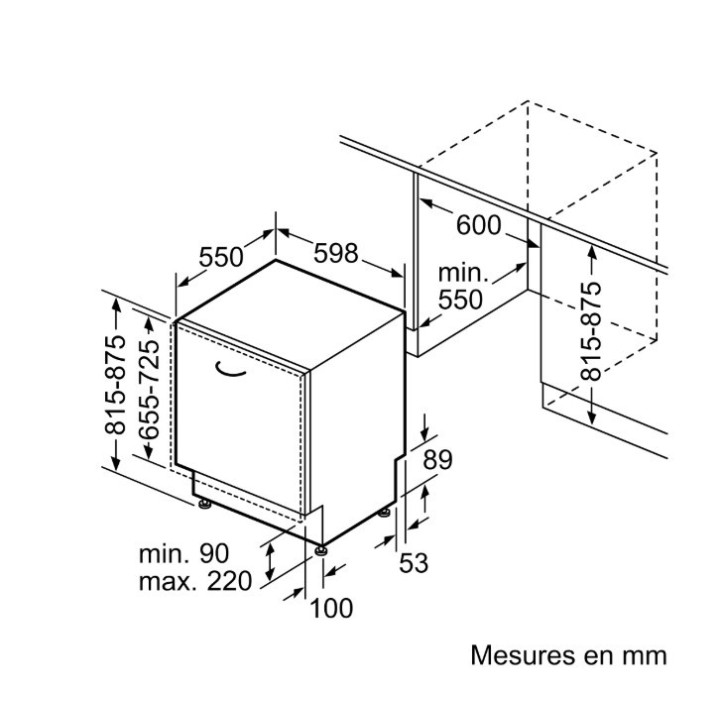 Lave vaisselle tout intégrable iQ300 SIEMENS SN63EX02CF - 60cm | Ménachoc