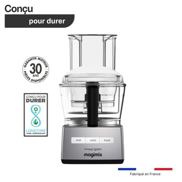Robot multifonction MAGIMIX CS3200 XL Chrome Mat 18371F - Multifonction et Puissant | Ménachoc